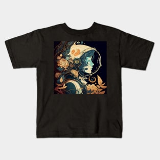 Female Astronaut Vintage Art Nouveau Alphonse Mucha Style Kids T-Shirt
